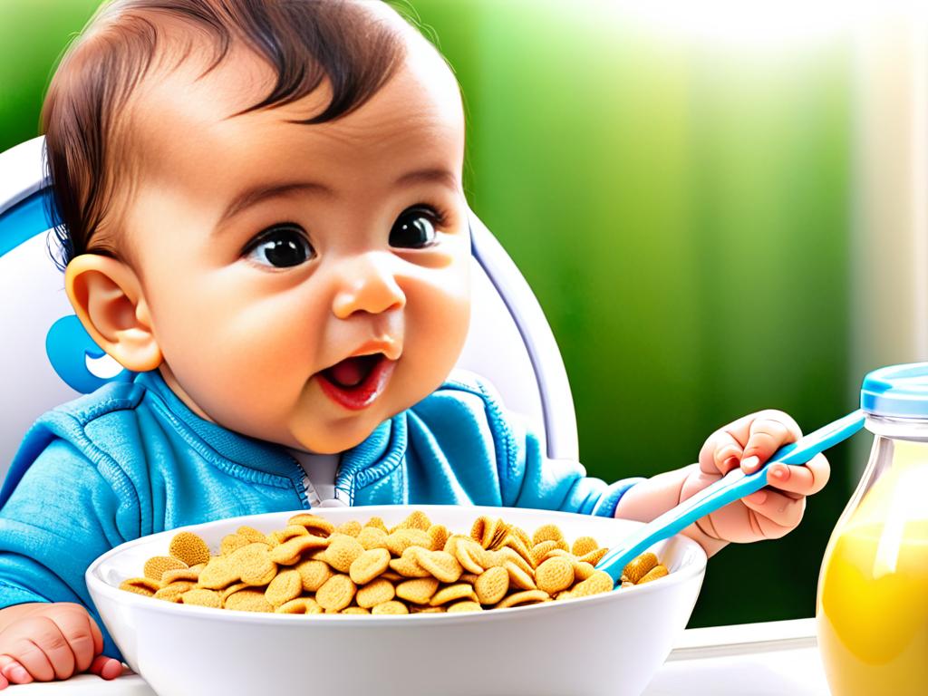 Ребенок ест кашу Nestle