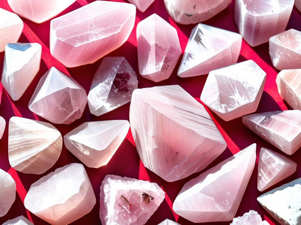 Необработанные розовые кристаллы кварца