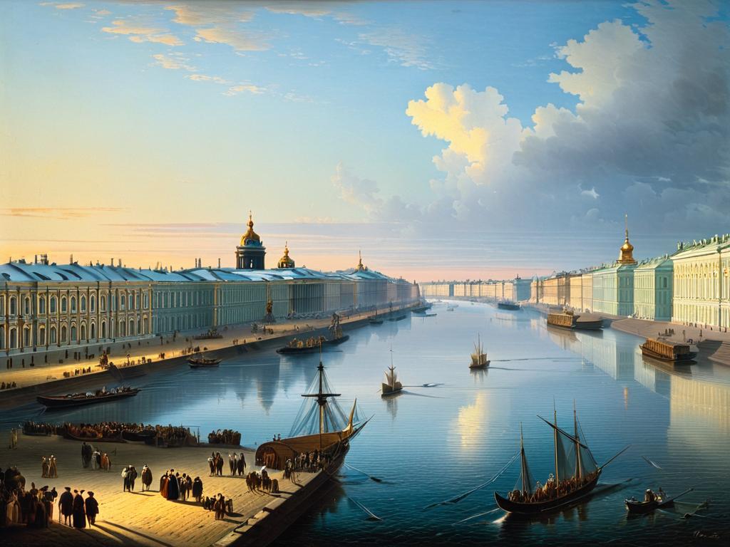 Вид на Неву в Санкт-Петербурге кисти Федора Алексеева, начало 18 века
