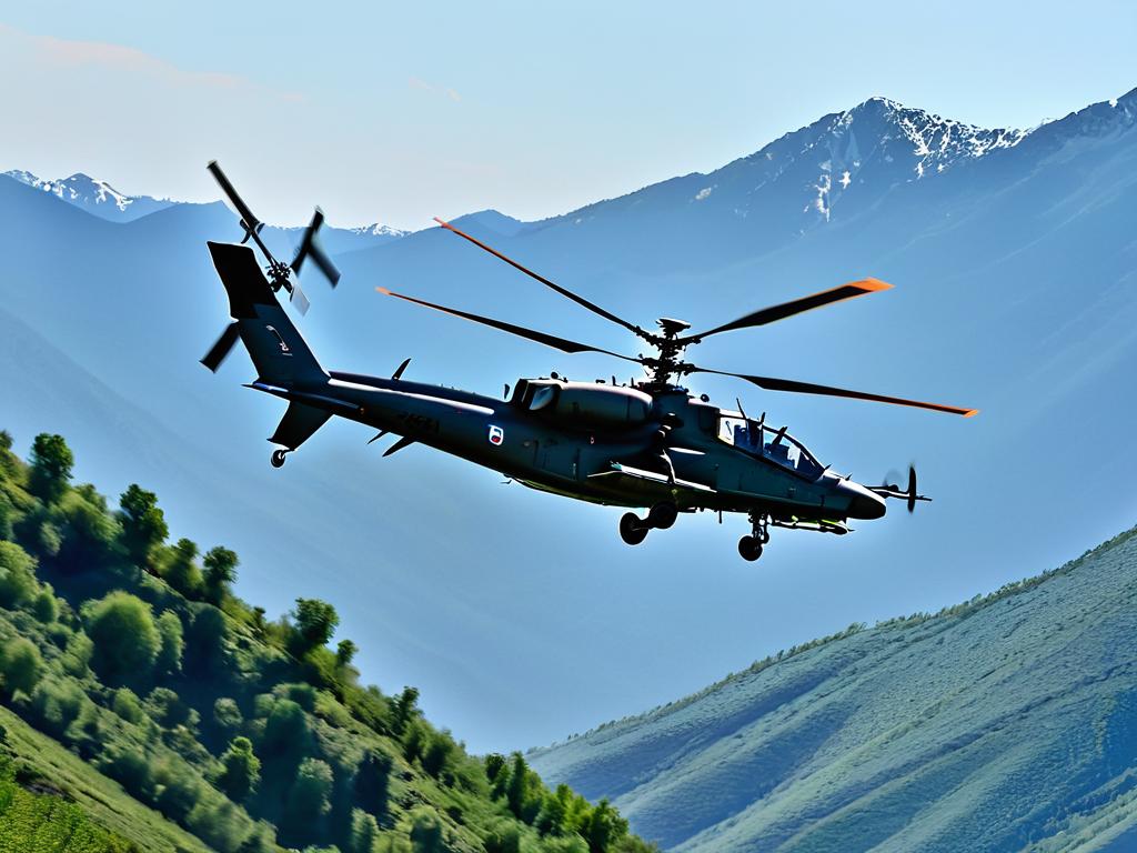 Многоцелевой боевой вертолет Ка-52 в полете