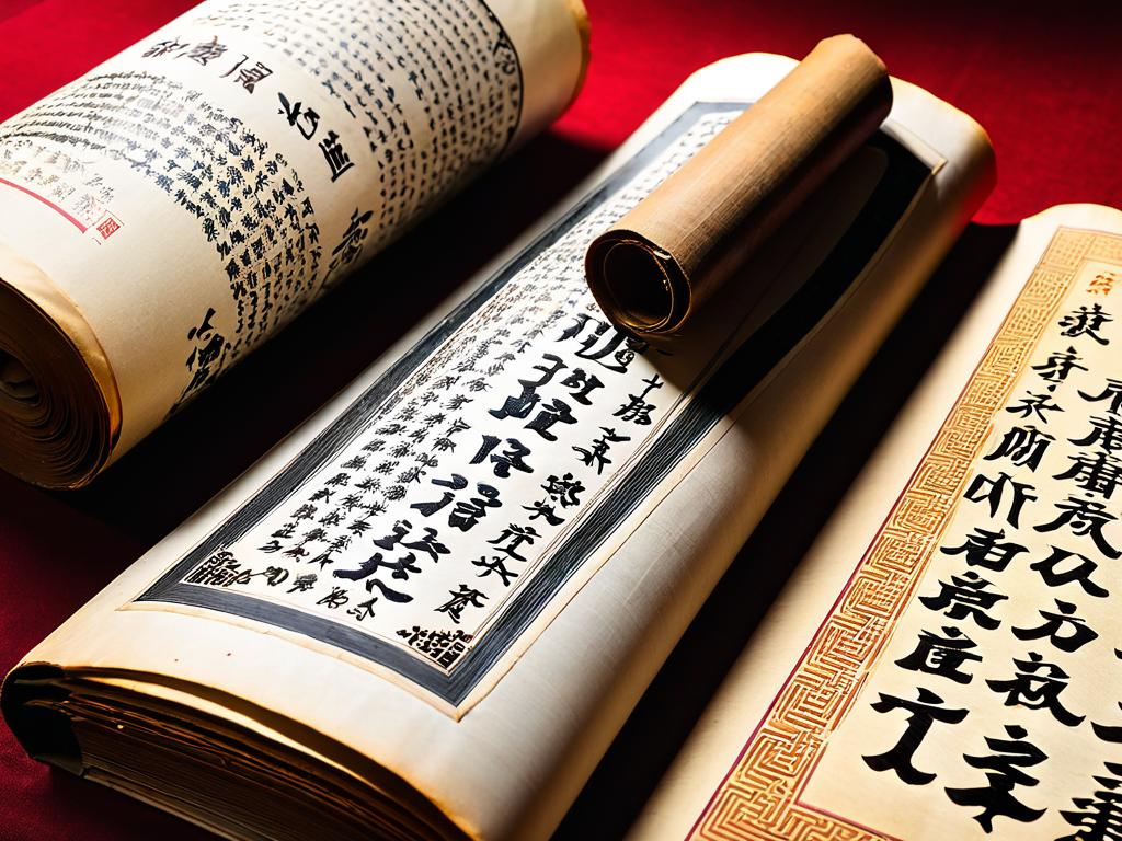 Старинные книги и свитки с конфуцианскими текстами