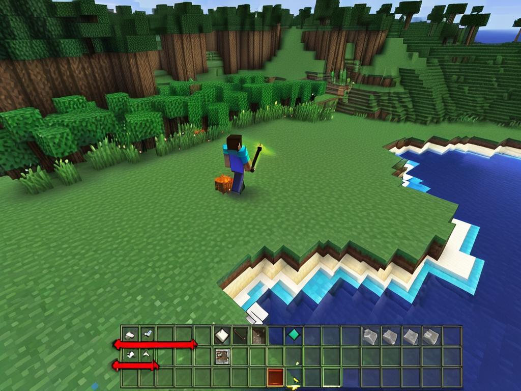 Игрок использует команду wand для выделения границ территории в Minecraft