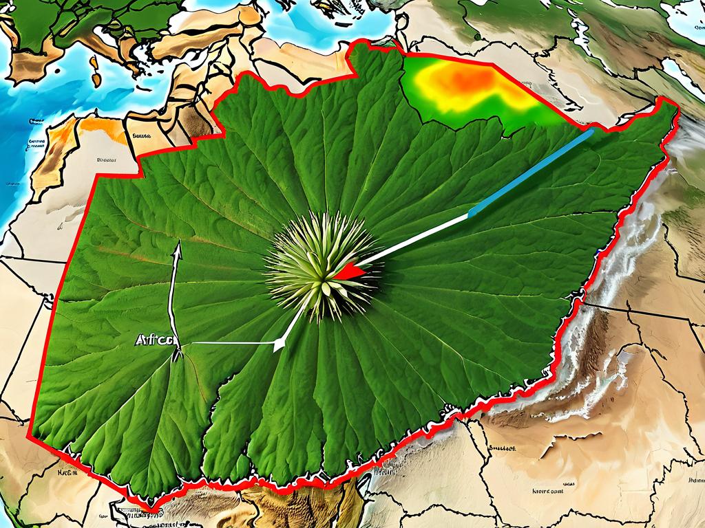 Карта с изображением путей распространения толстянок из Африки