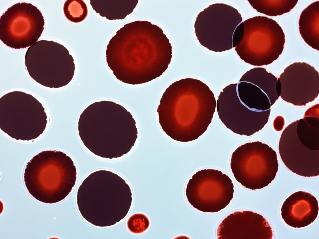 Микроскопическое изображение мазка крови, демонстрирующее фрагментированные эритроциты, указывающие