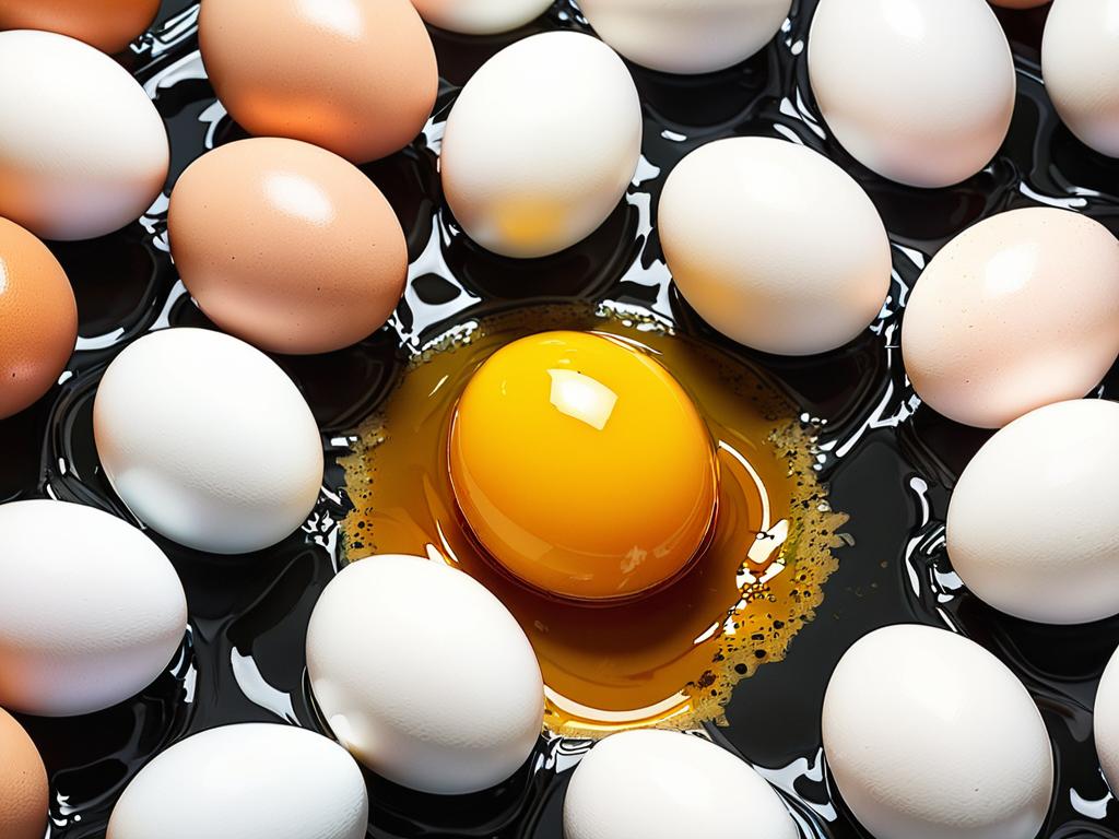 Рисунок с изображением проблем в организме курицы, из-за которых в яйцах не формируется желток