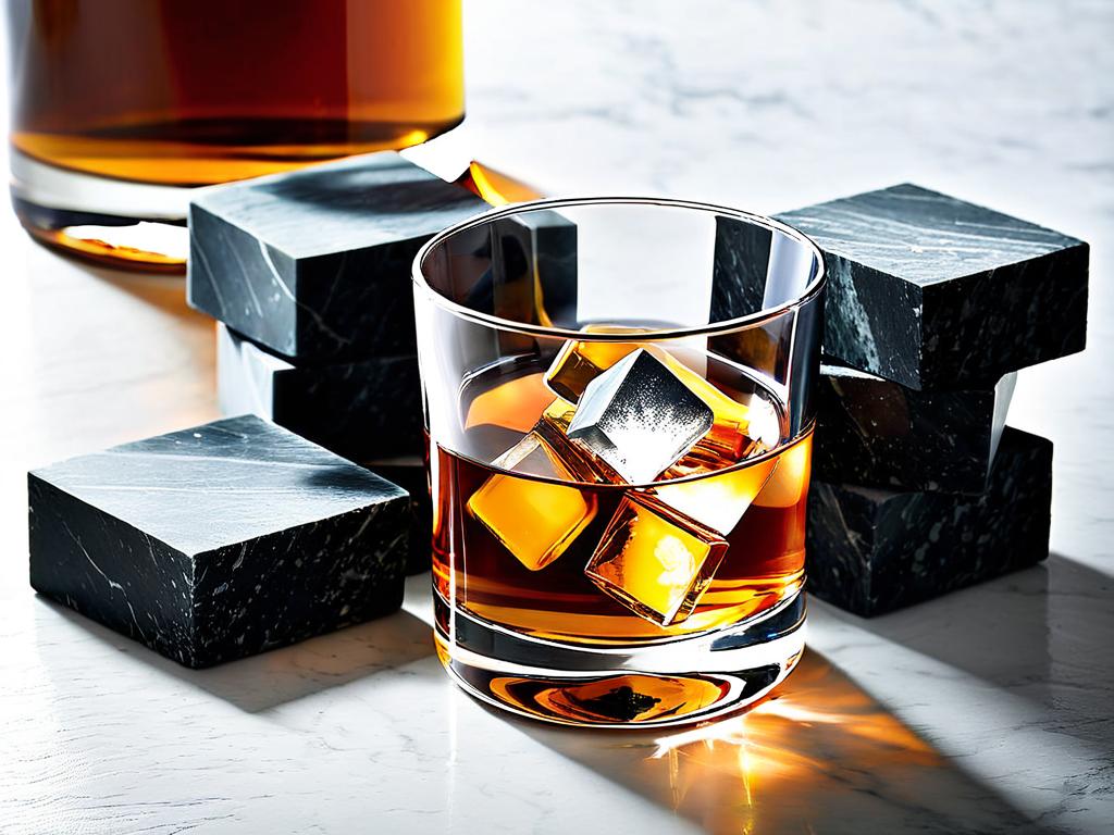 Камни для виски из мыльного камня охлаждают виски в бокалах