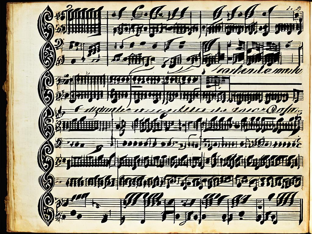 Рукописный лист партитуры кантаты Баха, демонстрирующий сложную полифоническую фактуру и оркестровку