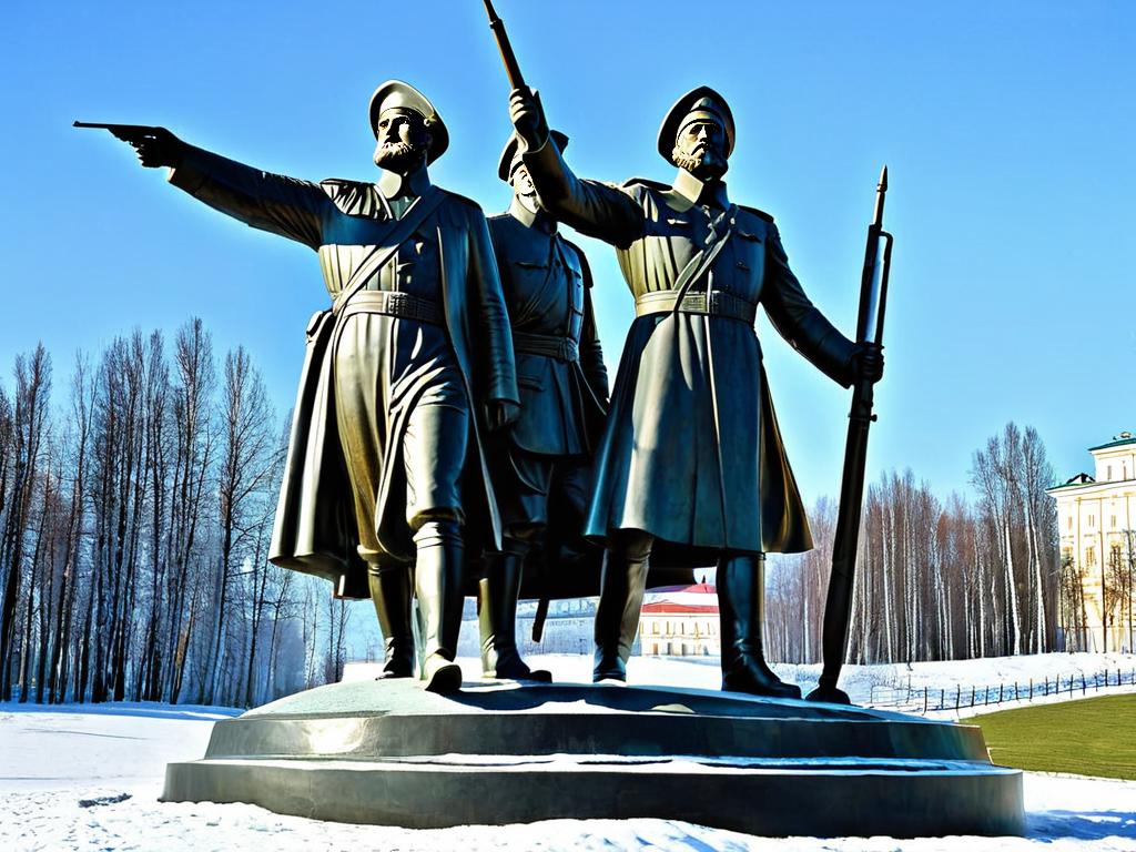 Бронзовый памятник Кузьме Минину и Дмитрию Пожарскому во главе народного ополчения