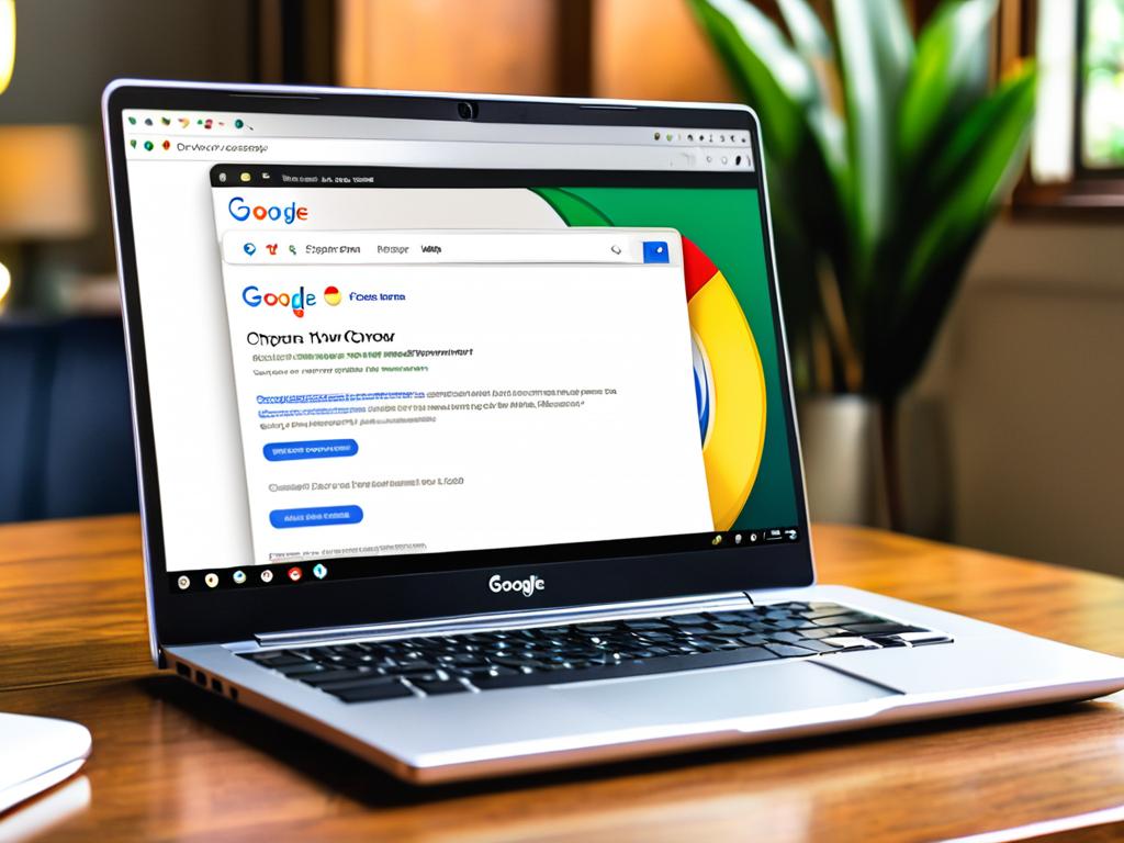 Браузер Google Chrome на экране ноутбука