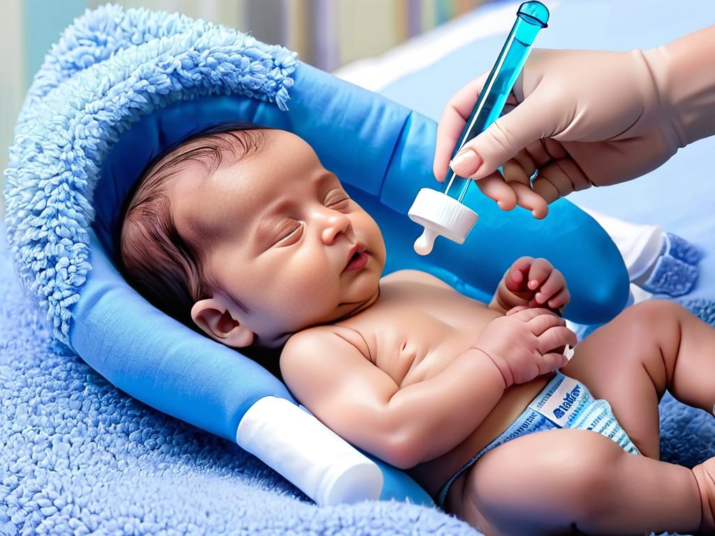 Фото новорожденного ребенка, которому дают лекарство