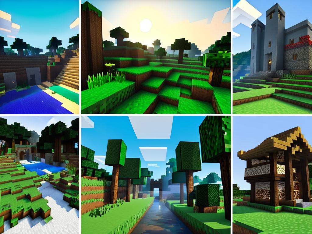 Коллаж из скриншотов различных модов для Minecraft