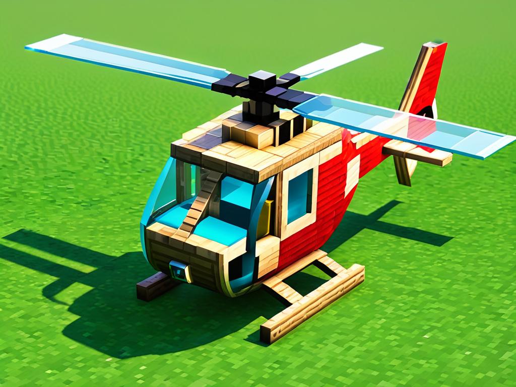 Простой вертолет из дерева и стекла в Minecraft