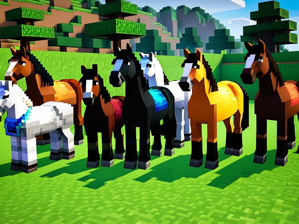 Различные типы лошадей в игре Майнкрафт