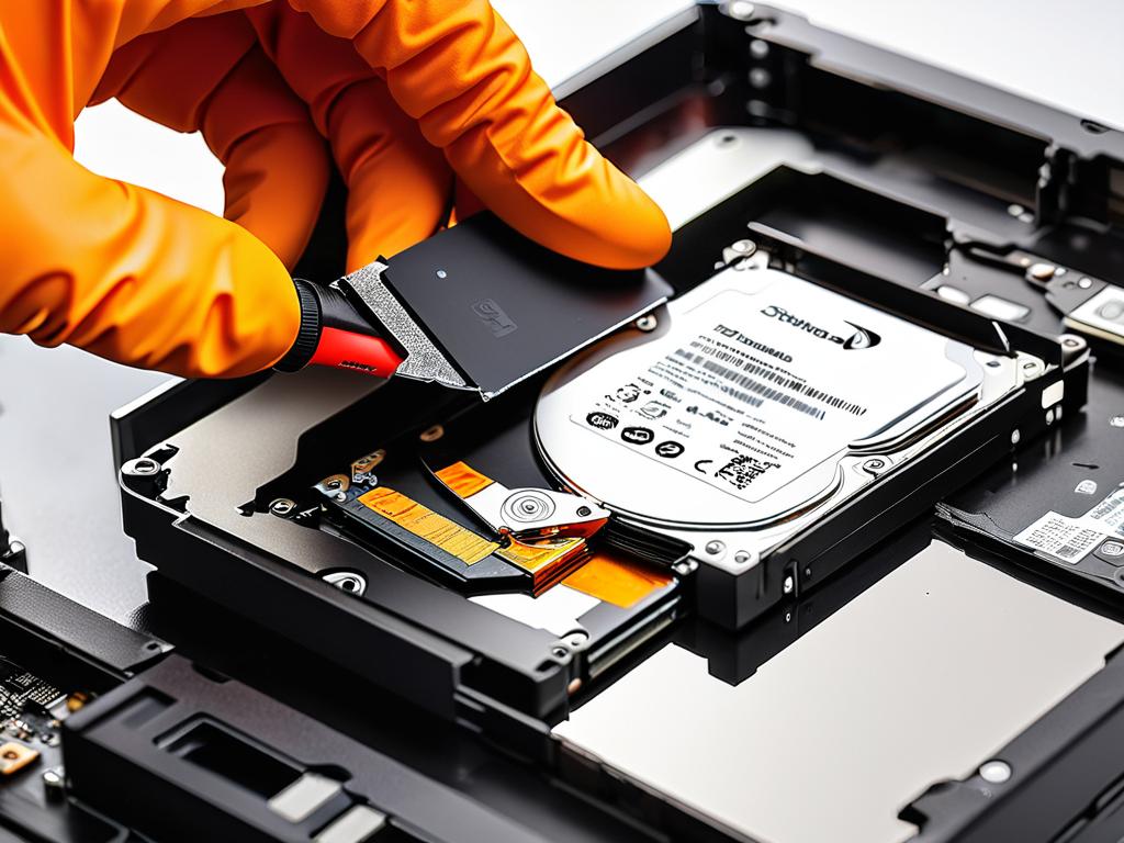 Техник держит отформатированный SSD диск