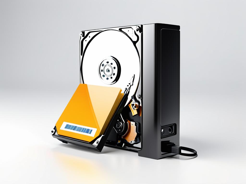 Изображение внешнего жесткого диска с файлами и папками
