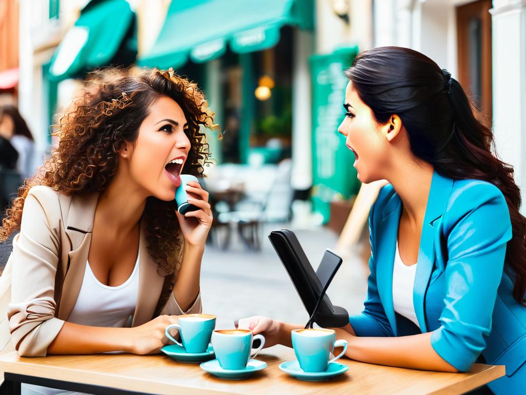 Девушки ссорятся во время кофе-брейка