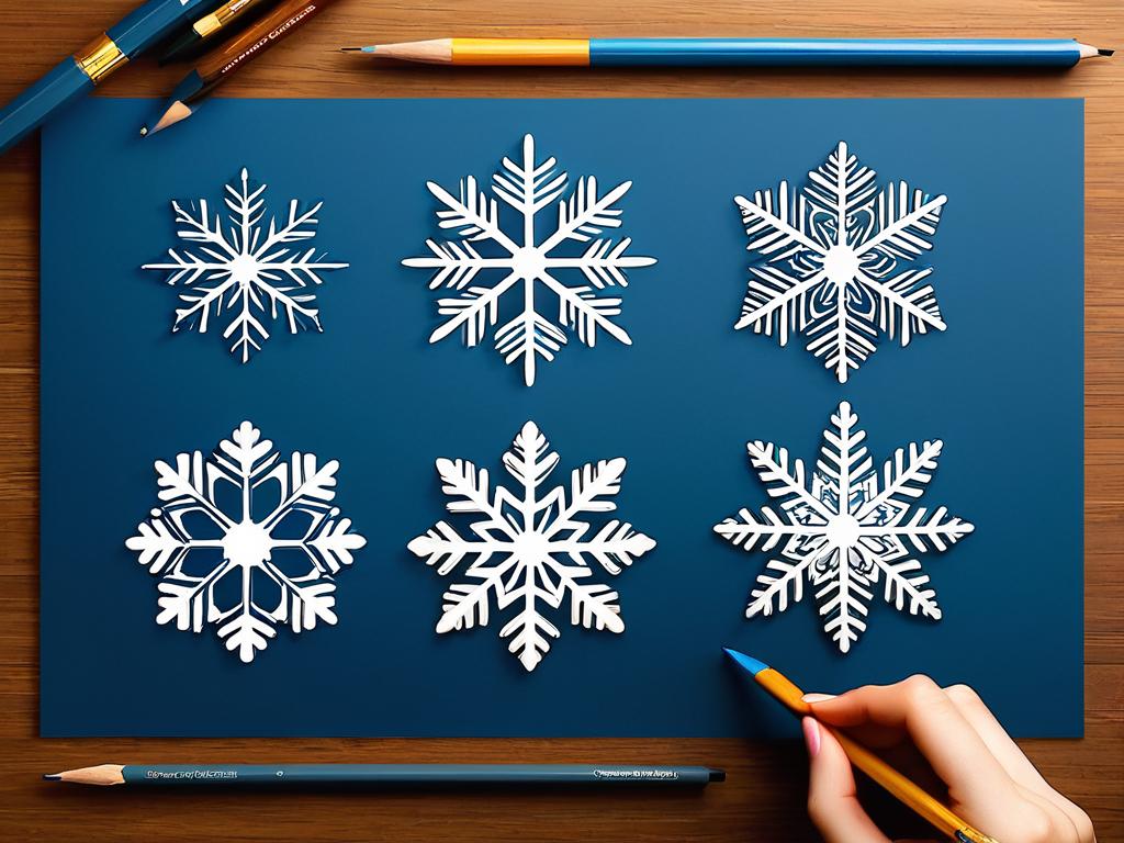 Пошаговая инструкция для рисования снежинки