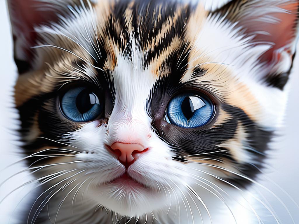Детализация мордочки котенка с глазами, носом, ртом и ушами