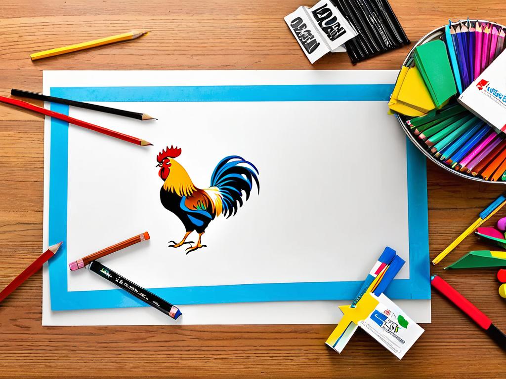 Фото рисовальных принадлежностей - карандаши, ластик, цветные карандаши, бумага на столе