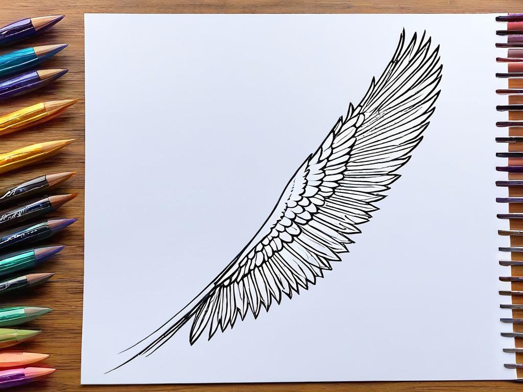Пошаговая инструкция рисования крыла птицы