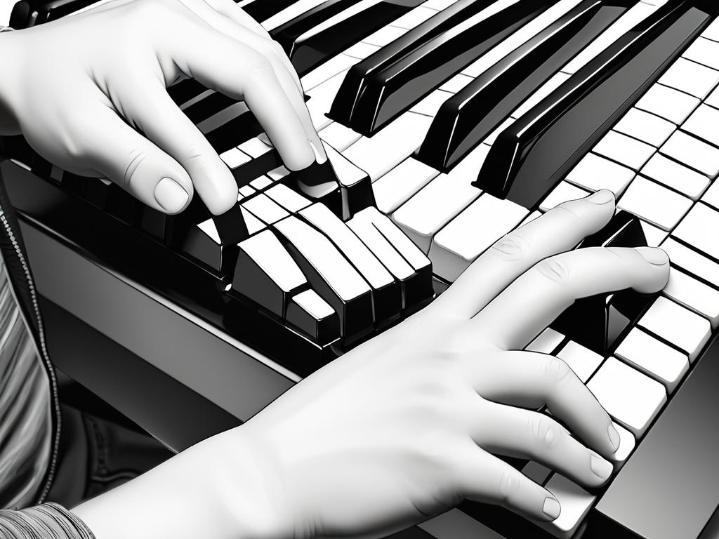 Иллюстрация правильной постановки пальцев при игре на синтезаторе