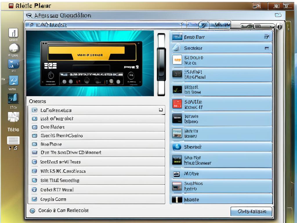 Скриншот музыкального плеера с списком композиций справа и выбранным дисководом CD слева