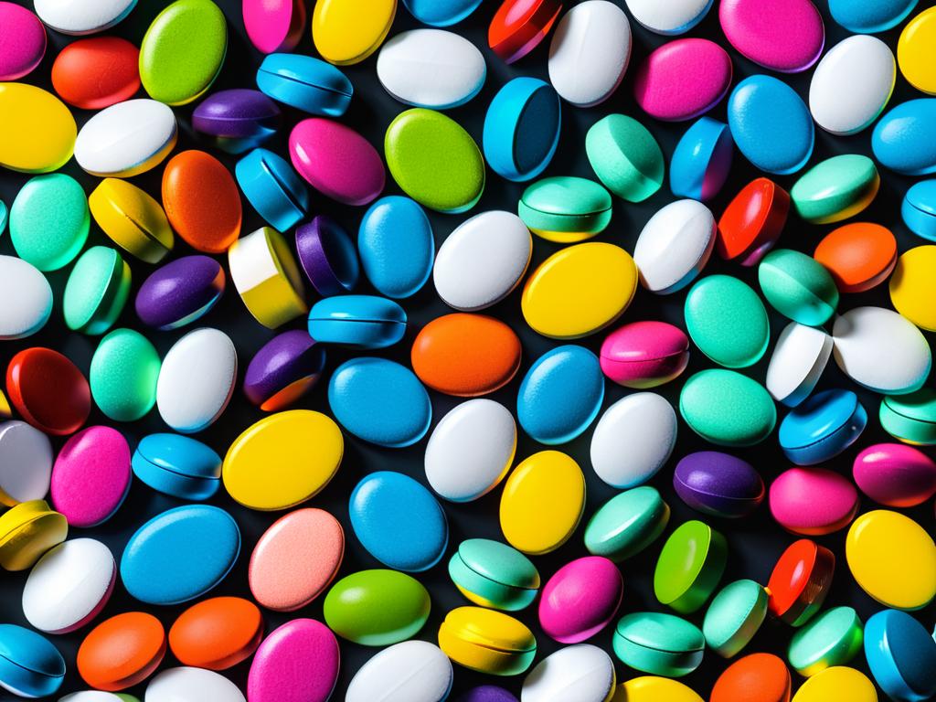 Разноцветные таблетки антидепрессантов разных форм