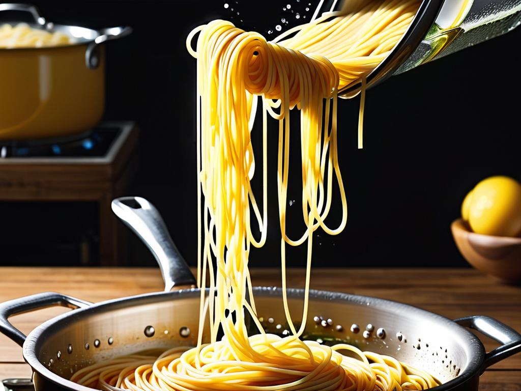 Добавление соли в кипящую воду со спагетти во время варки