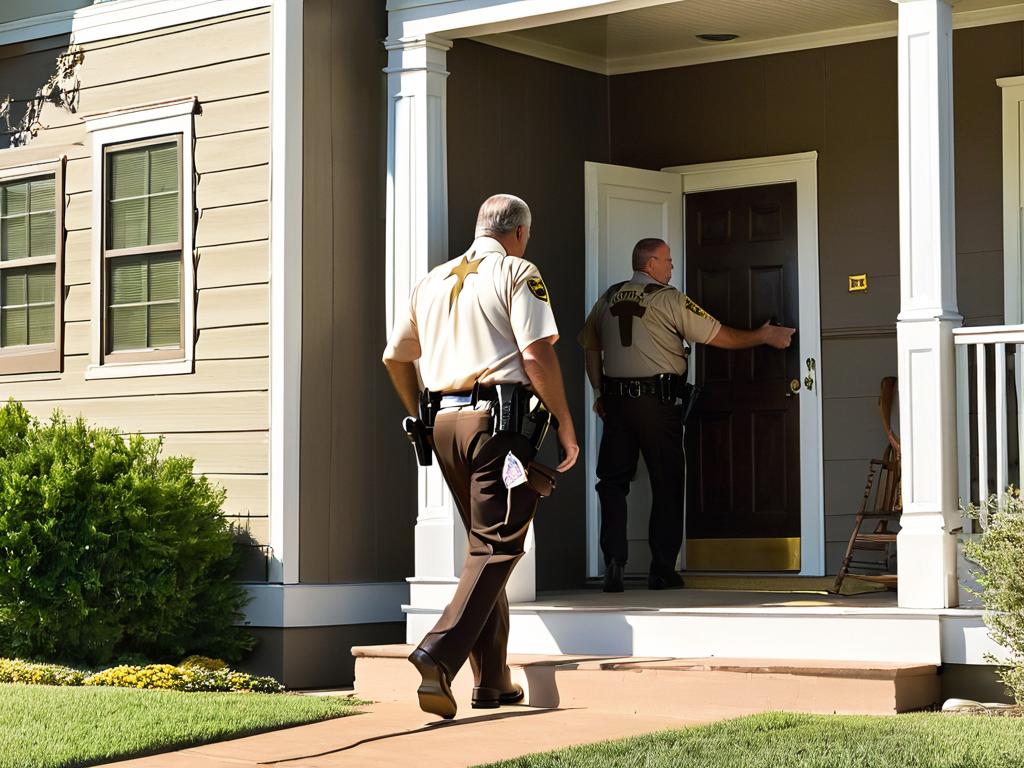 Шериф добирается до дома, где в заложниках находится семья Смитов