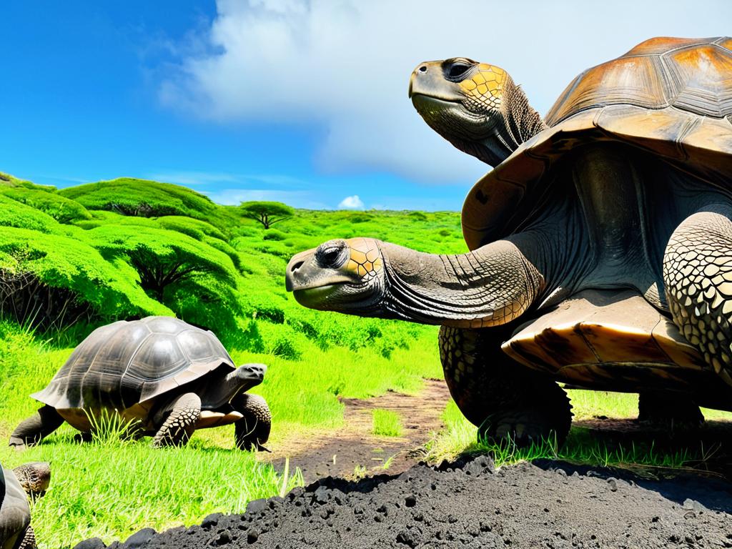 Гигантские черепахи на Галапагосских островах в Эквадоре