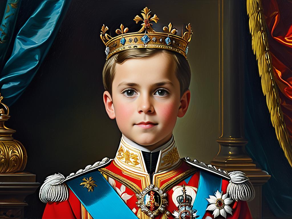 Портрет князя Даниила Галицкого в королевских одеждах и с короной на голове. Картина маслом.