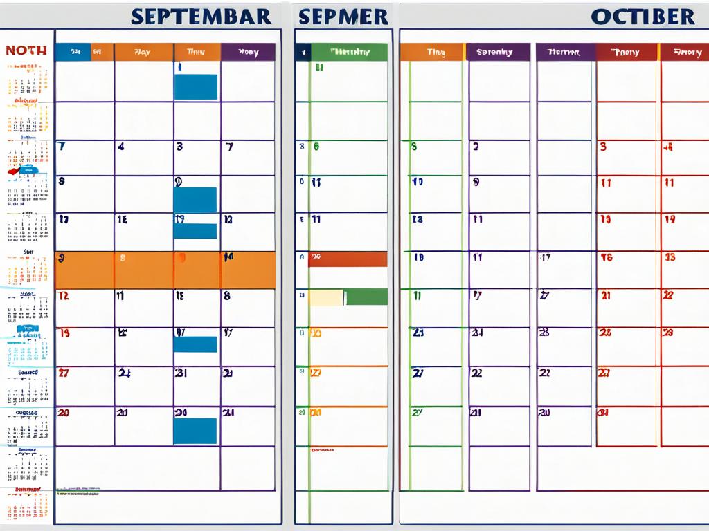 Календарь, на котором выделены сентябрь и октябрь как оптимальное время