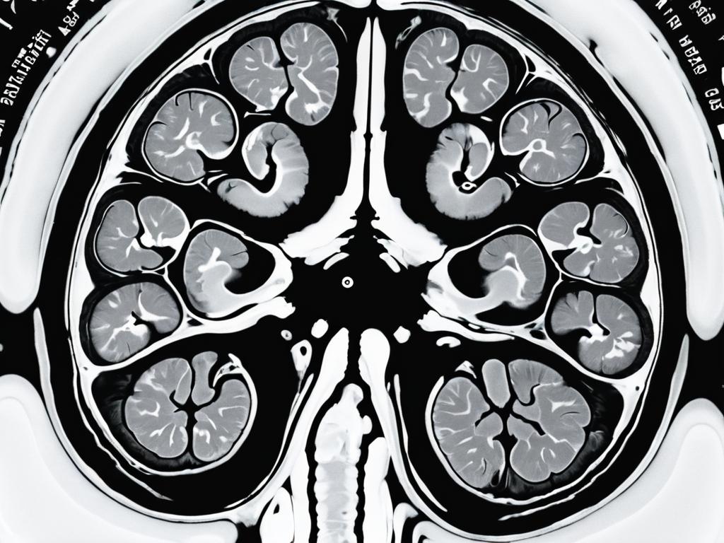 Скан МРТ головного мозга с увеличенными желудочками, указывающими на возможную органическую причину