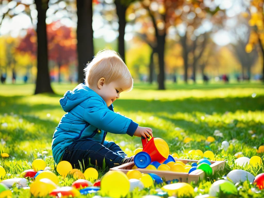 Ребенок играет на улице в парке