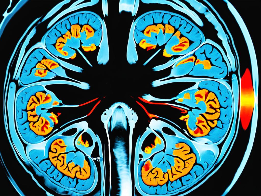 Фотография компьютерной томографии головного мозга, демонстрирующая возможные причины бредовых