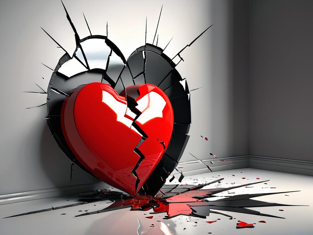 Иллюстрация разбитого сердца, демонстрирующая разрушительное влияние нарциссизма на отношения