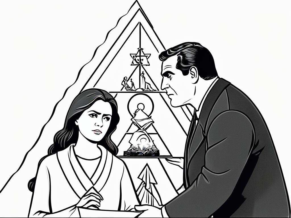 Иллюстрация треугольника Карпмана с тремя ролями - Жертва, Спасатель, Преследователь
