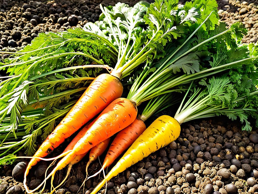 Фотография убранного урожая моркови на грядке