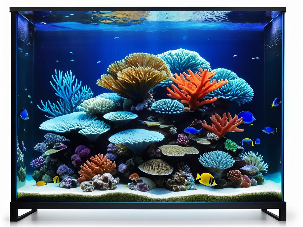 Синий аквариум, заполненный водой и кораллами, готовится стать псевдоморем