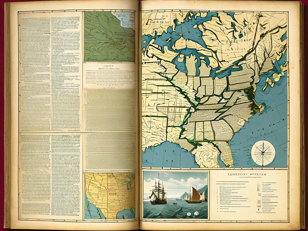 Страницы из учебника истории с картами и архивными документами