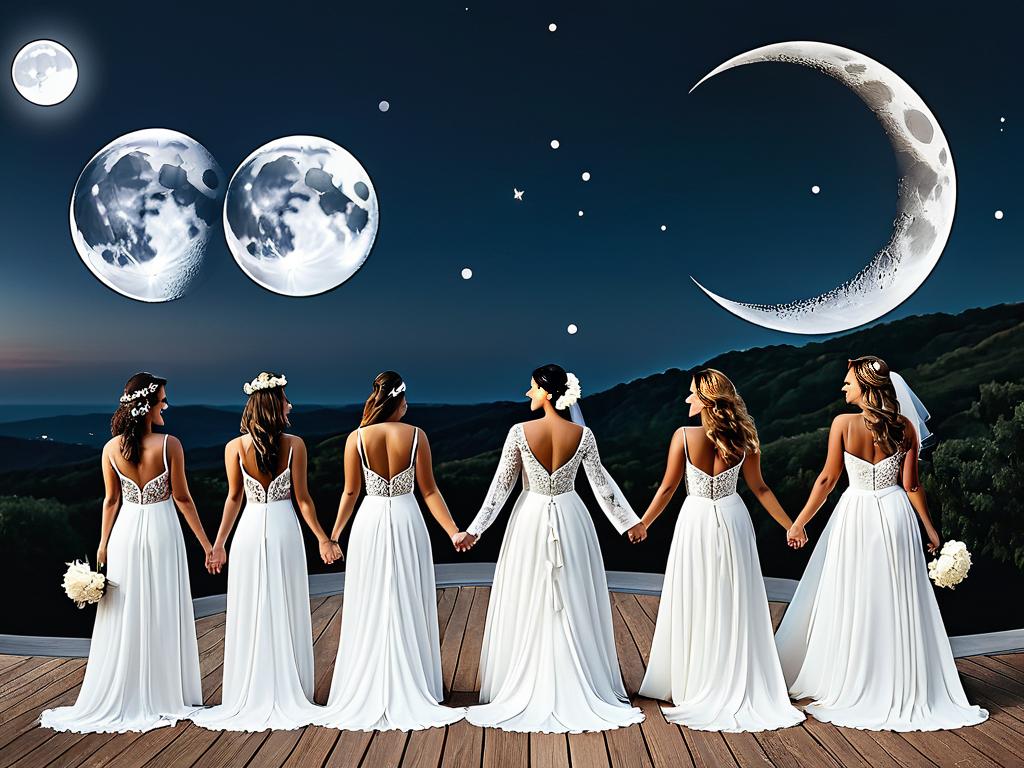 Фазы луны с концепцией свадьбы