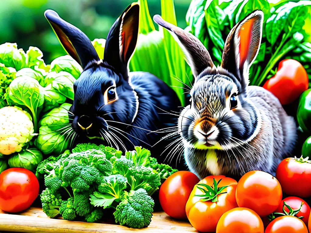 Свежие овощи и зелень для кроликов