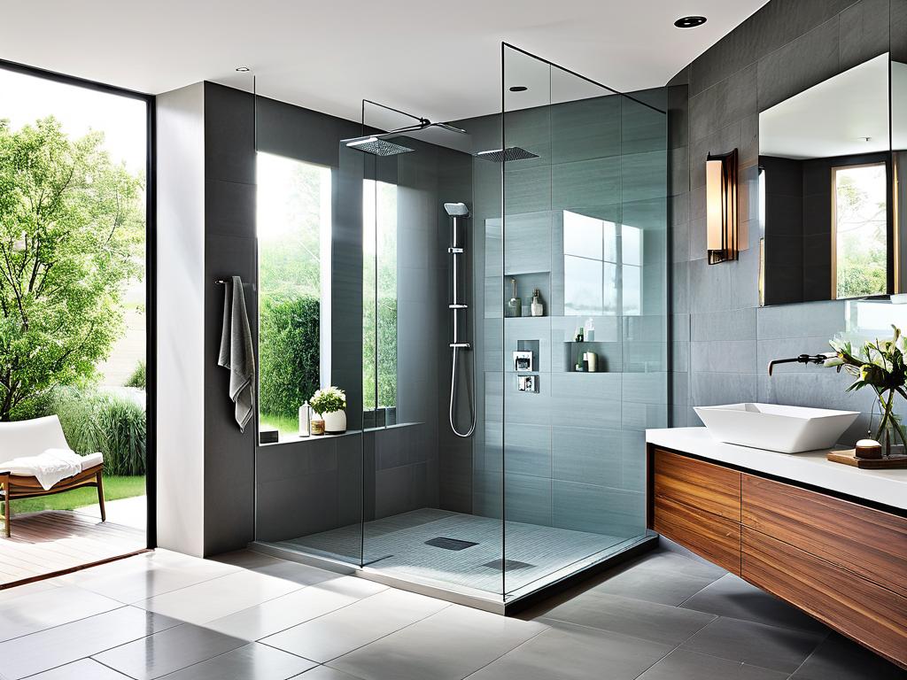<mixchars>C</mixchars>овременные идеи душа без кабинки со стеклянными перегородками создают ощущение простора в ванной