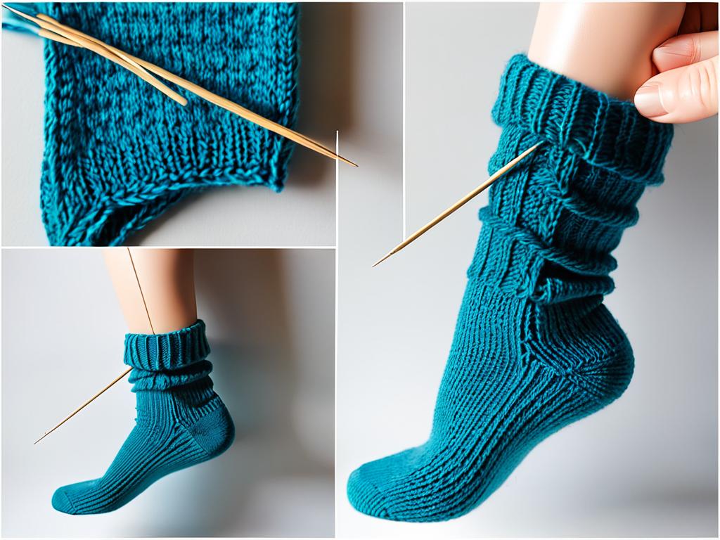 Пошаговые фото вязания носков на двух спицах