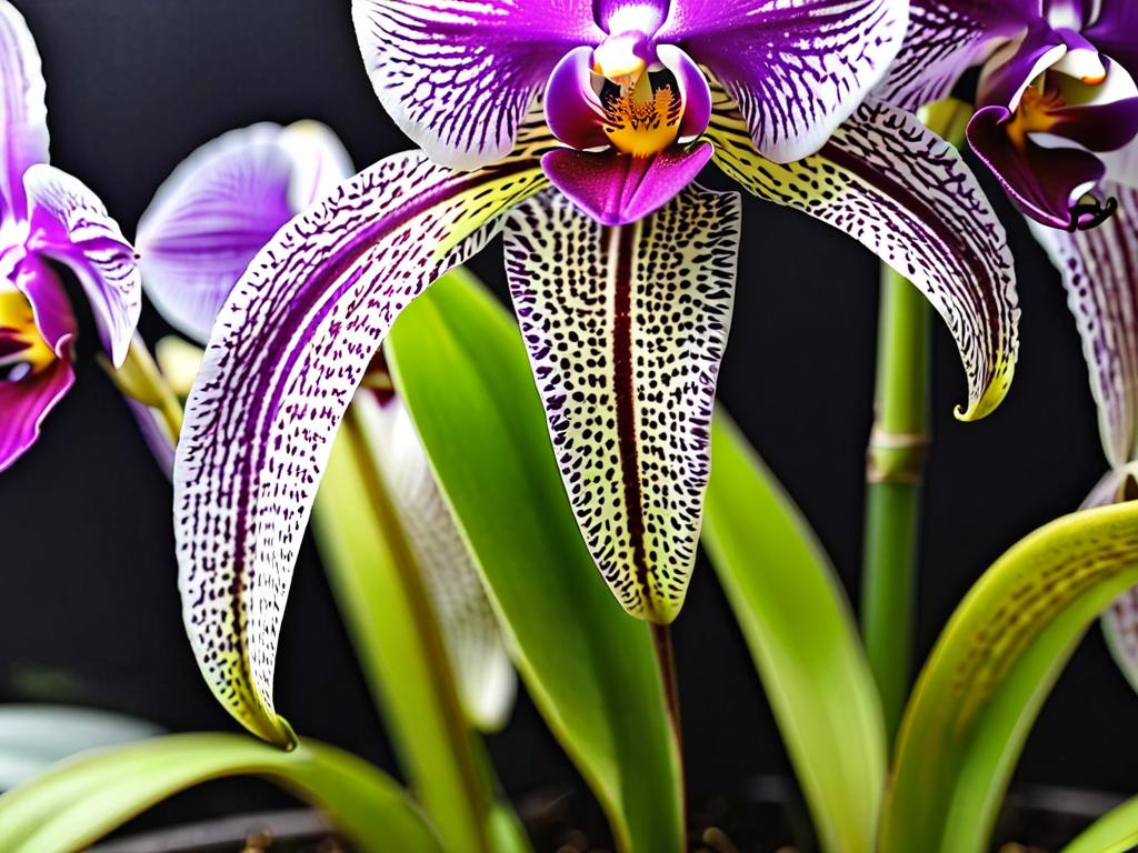 Воздушные корни орхидеи крупным планом, нуждающиеся в вентиляции и доступе воздуха