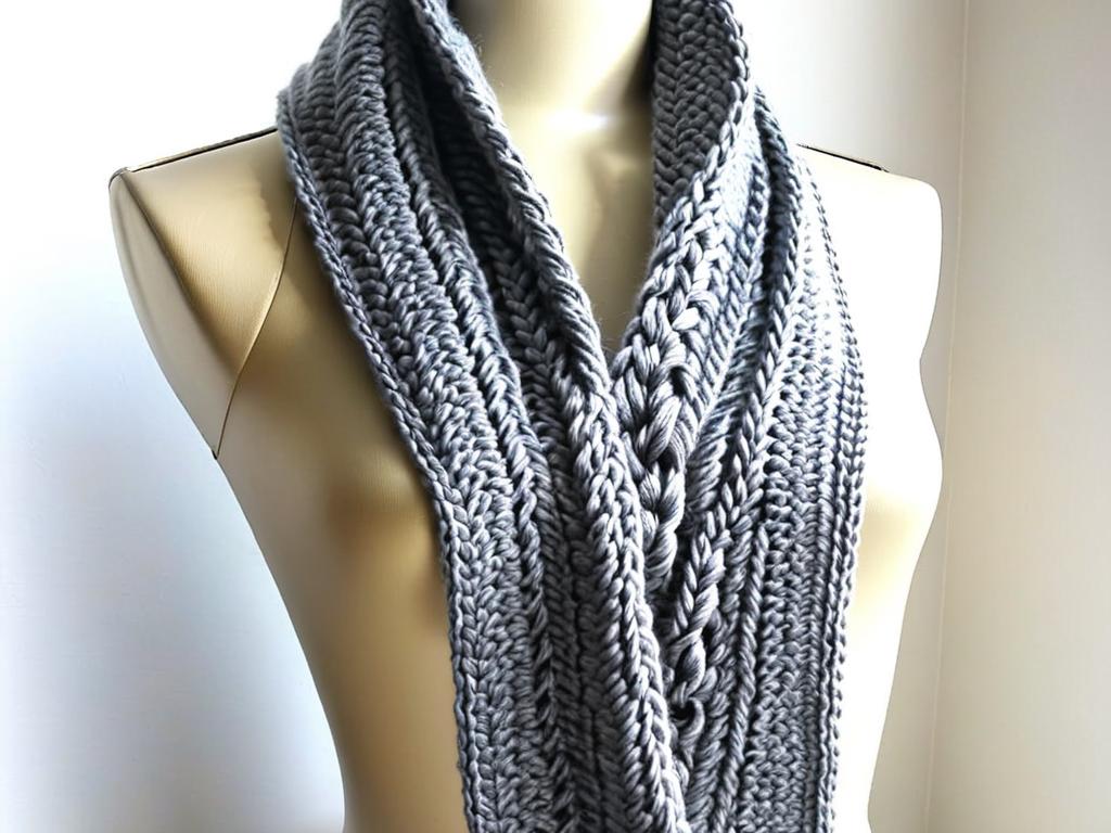 Серый вязаный крючком шарф со сложным переплетением
