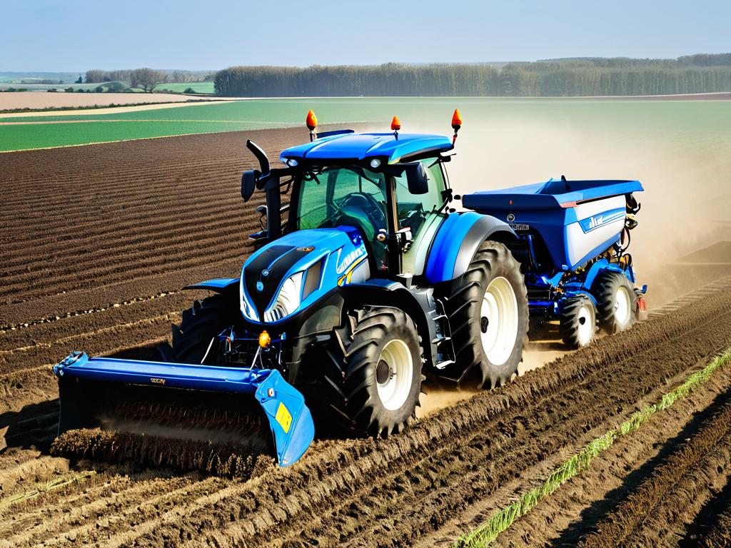 Трактор New Holland T7.270 в работе с культиватором