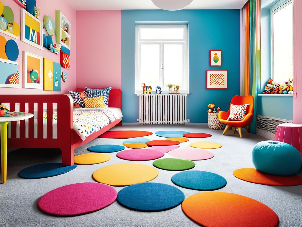 Яркая детская комната с ковром