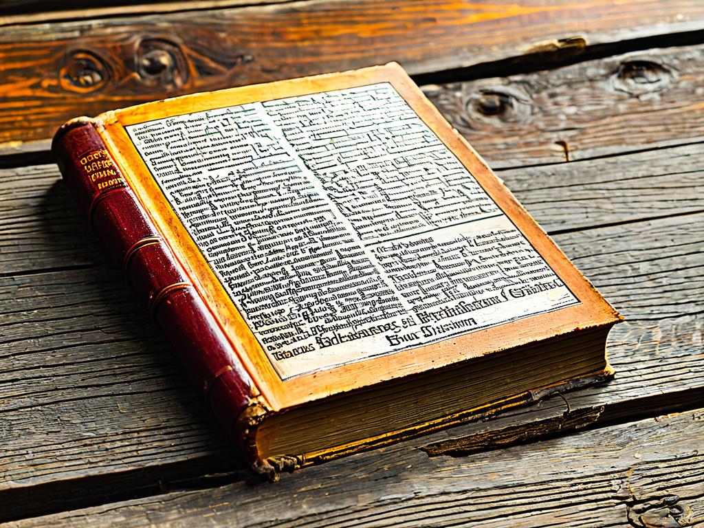 Старинная книга «Словарь немецкого языка» братьев Гримм на деревянном столе