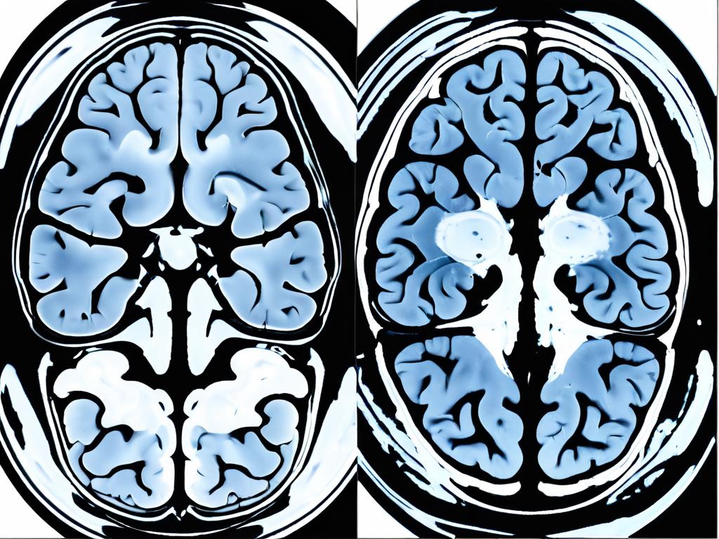Сравнение снимков головного мозга здорового человека и больного болезнью Альцгеймера